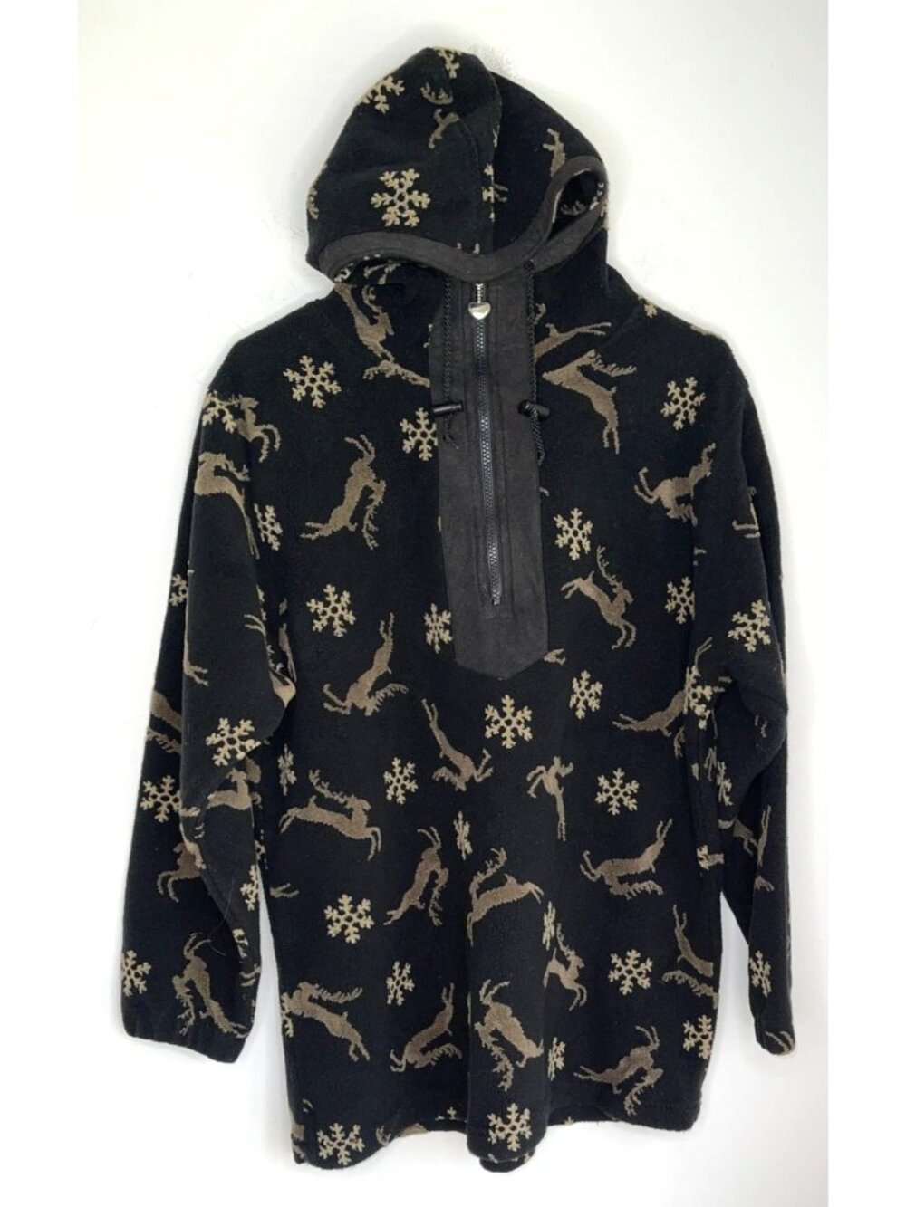 Vintage Obermeyer Reindeer Fleece Hoodie Half Zip